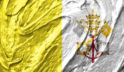 Vatican flag on watercolor texture. 3D image