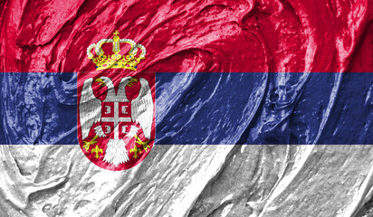Serbia flag on watercolor texture. 3D image