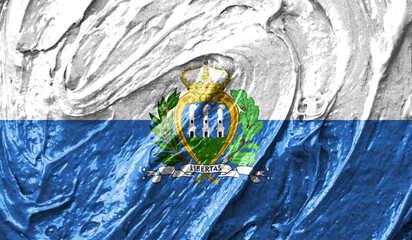 San marino flag on watercolor texture. 3D image
