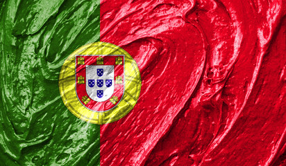 Portugal flag on watercolor texture. 3D image