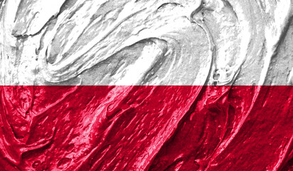 Poland flag on watercolor texture. 3D image
