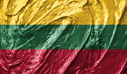 Lithuania flag on watercolor texture. 3D image