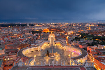 Vatican City State at Night - obrazy, fototapety, plakaty