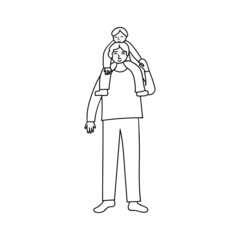 Father holding his child doodle illustration in vector. Hand drawn illustration of father holding his son.