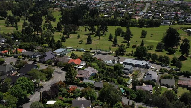 Aerial, drone shot of Timaru, South Island, New Zealand