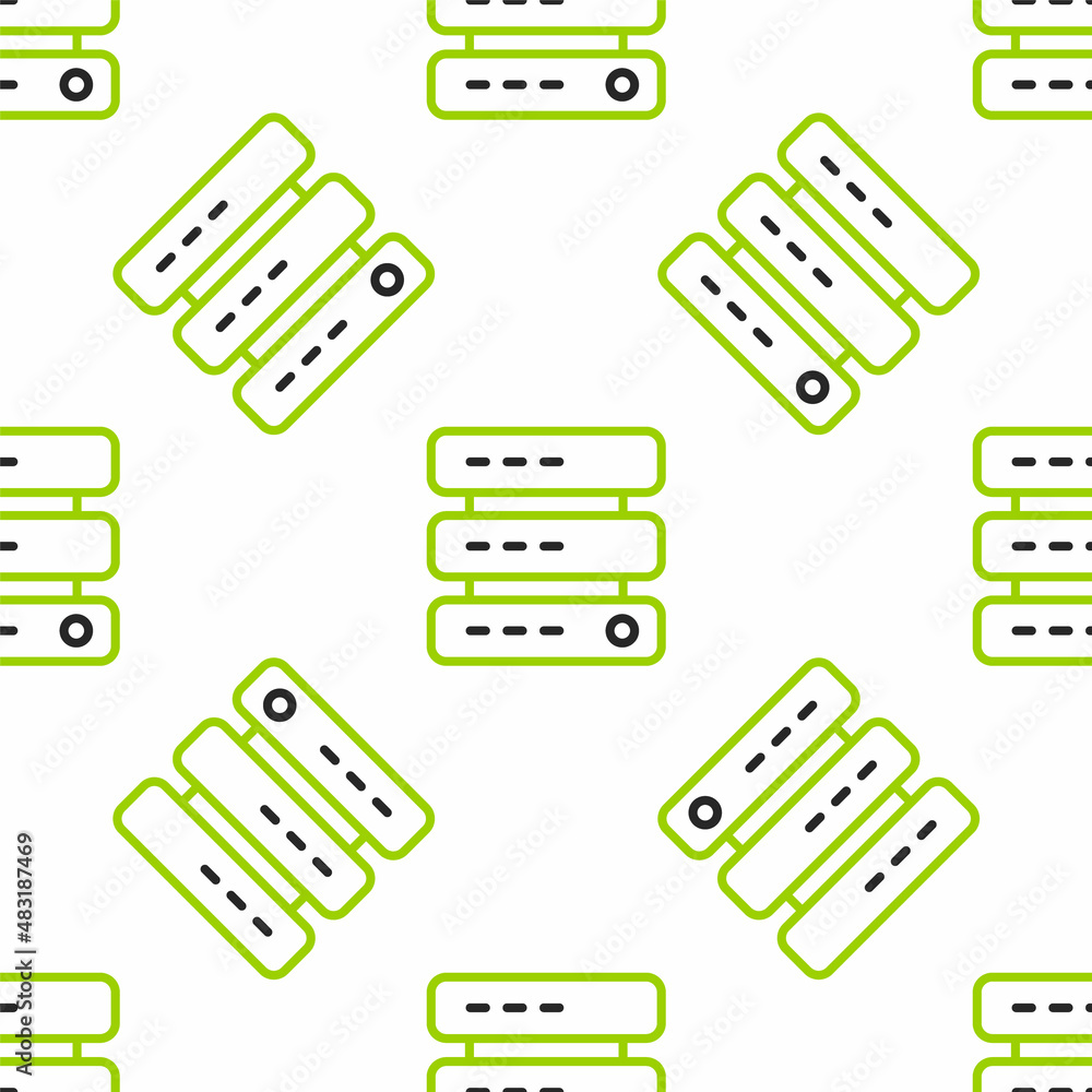 Poster line server, data, web hosting icon isolated seamless pattern on white background. vector