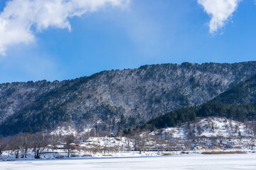 Frozen Golcuk Lake. Snowy Landscape . Bozdag, Izmir - Turkey