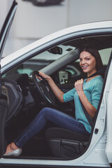 Woman in motor show