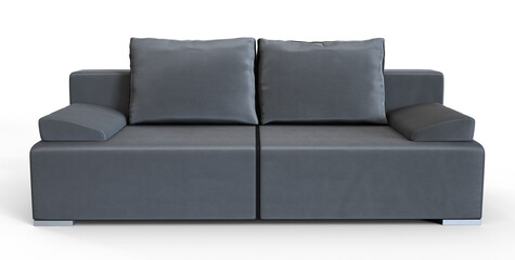 sofa with pillows on white background advertising