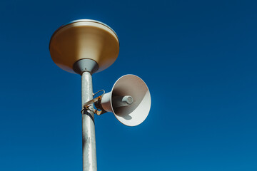 Old loudspeaker at the railway station.