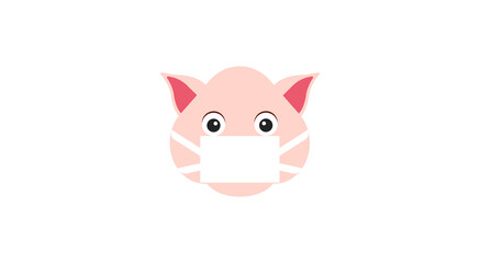 emoji with pig that is wearing a safety respiratory mask to protect him from microbes, germs, viruses and epidemic deceases so he won't get ill, simple hand drawn emoticon