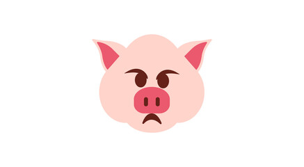 Angry piggy face emoticon. Pig sign for mobile concept and web design. Doubtful piggy face emoji  vector icon. Pig year zodiac symbol, logo illustration. Pixel perfect vector