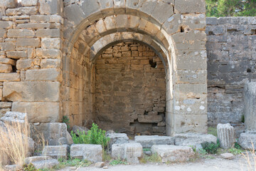 Ruins of Seleukeia (Pamphylia, Lyrbe) Ancient Greek city on the Mediterranean coast of Pamphylia. Side, Antalya, Turkey.