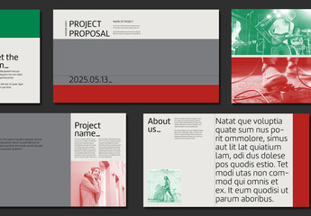 Minimal Pitch Deck Layout with Red and Green Overlay
