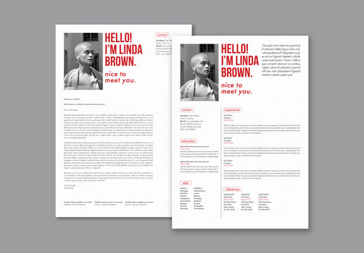 Minimal Resume Layout with Red Accent