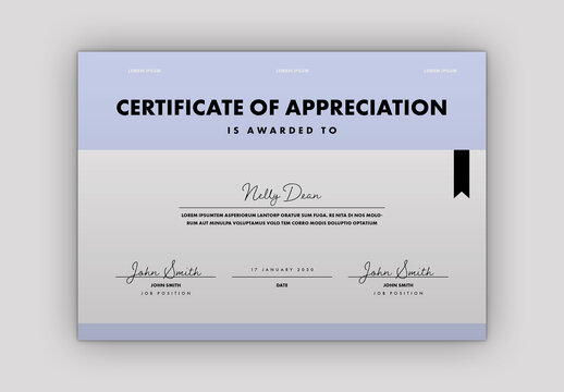 Certificate Design Layout with Purple Accents