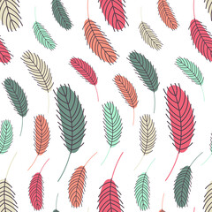  seamless pattern with Bird feathers. Easter pattern with chicken feathers.