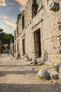 Ruins of Seleukeia (Pamphylia, Lyrbe) Ancient Greek city on the Mediterranean coast of Pamphylia. Side, Antalya, Turkey.