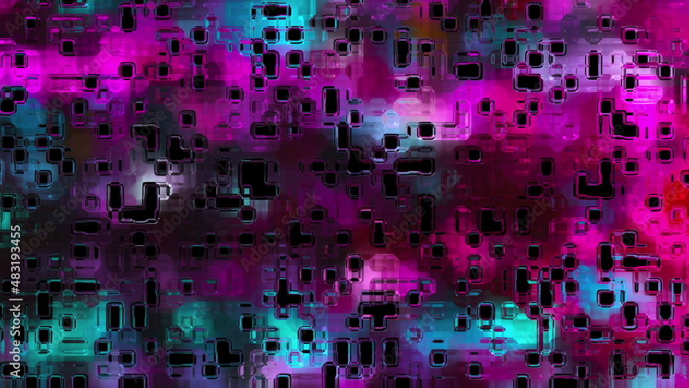 Aufkleber polished plate with 3d render mosaic with reflections of light textures in random arrangement. brigh
