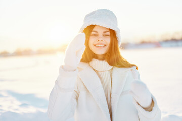 woman winter weather snow posing nature rest Lifestyle