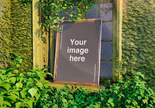 Garden with Picture Frame Mockup