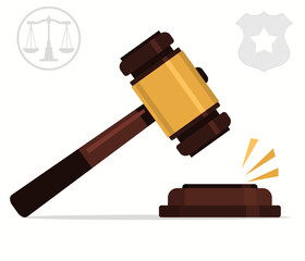Judge gavel. Decision glossy mallet for court verdict. legal law advice and justice concept. Vector