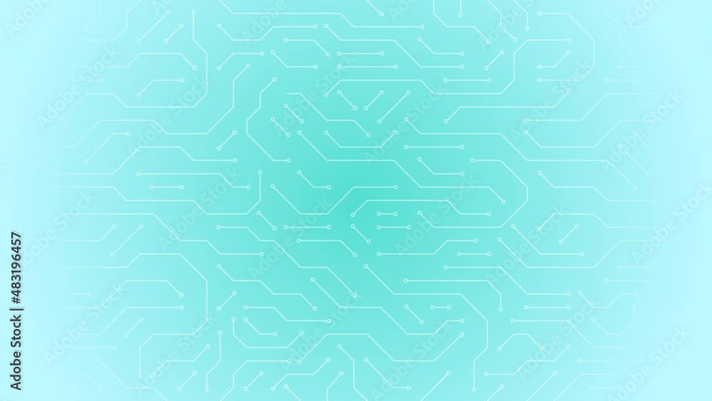 Poster animated looped abstract background high tech electronic circuit board. connected lines and dots. mi