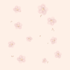 Pink vintage pattern of sakura blossom on pink background. Design for print, greeting card, logo, posters, invitation	
