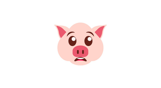 Piggy Face With Open Mouth Emoji flat icon, vector sign, colorful pictogram isolated on white. Pink pig head emoticon, new year symbol, logo illustration. Flat style design
