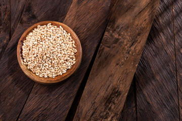 Hordeum vulgare - raw organic pearl barley. Healthy food