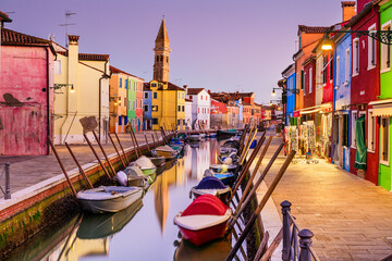 Fototapeta na wymiar Burano, Venice, Italy at Twilight