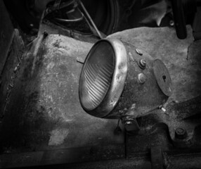 old and vintage headlight of tractor