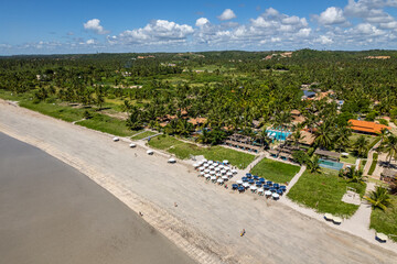 Aerial view of beach Sao Miguel dos Milagres, Alagoas, Brazil.