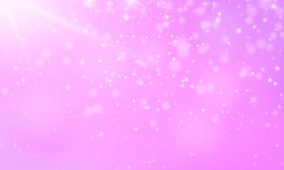 Pink bokeh background with shiny stars and falling lights