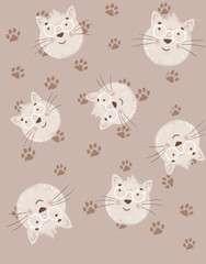 pattern with cats kids illustrator 