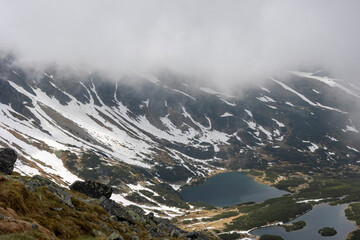 mountains in the fog
