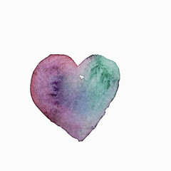 watercolor colorful heart on white background