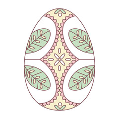 Isolated easter egg with floral decorations on pastel color Vector illustration