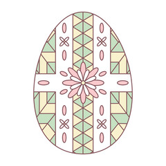 Isolated easter egg with floral decorations on pastel color Vector illustration