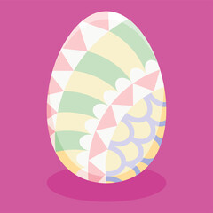 Isolated easter egg with floral decorations on pastel color Vector illustration