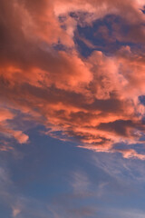 landscape light soft panorama sunset sky, pink clouds sunset