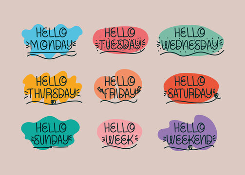 letterings of hello week days