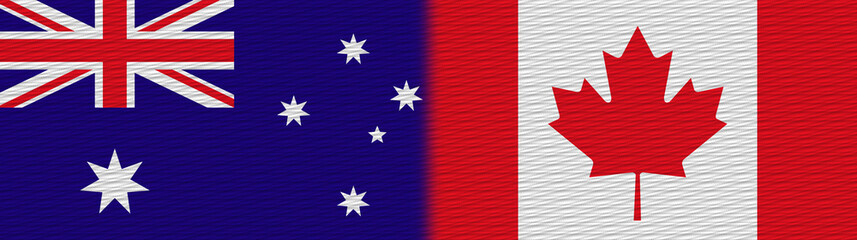 Canada and Australia Fabric Texture Flag – 3D Illustration