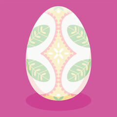 Isolated easter egg with floral decorations on pastel color Vector illustration