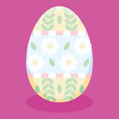 Isolated easter egg with floral decorations on pastel color Vector illustration
