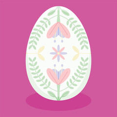 Isolated easter egg with floral decorations on pastel color Vector illustration