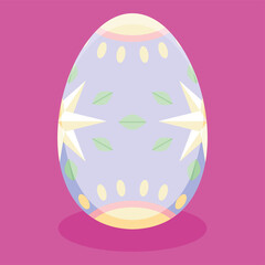 Isolated easter egg with floral decorations on pastel color Vector illustration