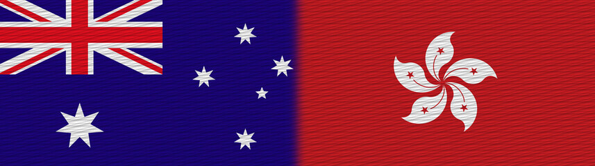 Hong Kong and Australia Fabric Texture Flag – 3D Illustration