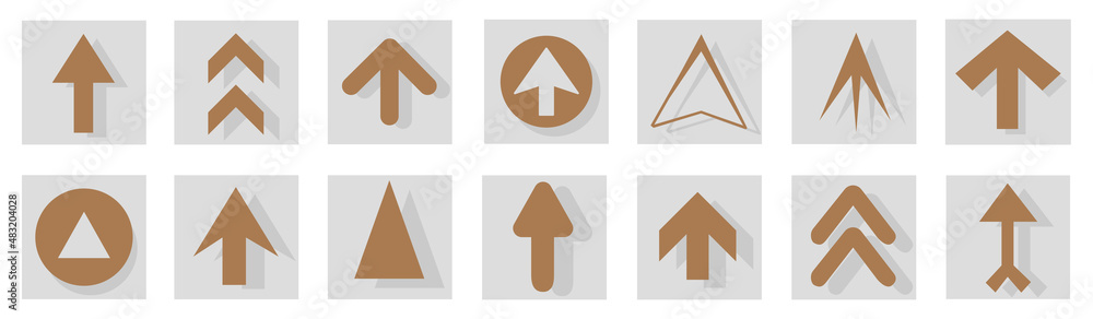 Poster arrow icon set isolated on background. arrows vector collection. different arrow icons in flat style