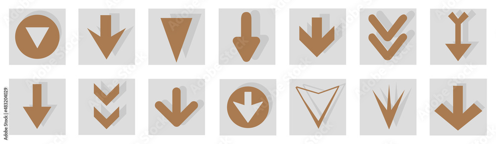 Poster arrow icon set isolated on background. arrows vector collection. different arrow icons in flat style